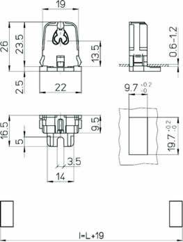 Fassung G5 für T5 Leuchtstoffröhren, zum Anschrauben, 2A - 500V / T130 (Tm110), ENEC03 Fassung G5 für T5 Leuchtstoffröhren, zum Anschrauben, 2A - 500V / T130 (Tm110), ENEC03