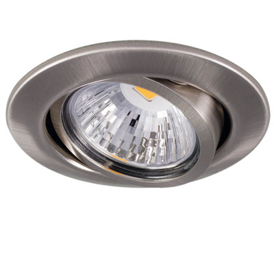 Einbauleuchte D-3830-09 RUND, nickel-gebürstet (Edelstahl Optik), schwenkbar, für Halogenlampe oder LED Lampe MR16 Ø50mm, mit patentierter Lampenhalterung (ohne Sprengring !) Passendes Zubehör für