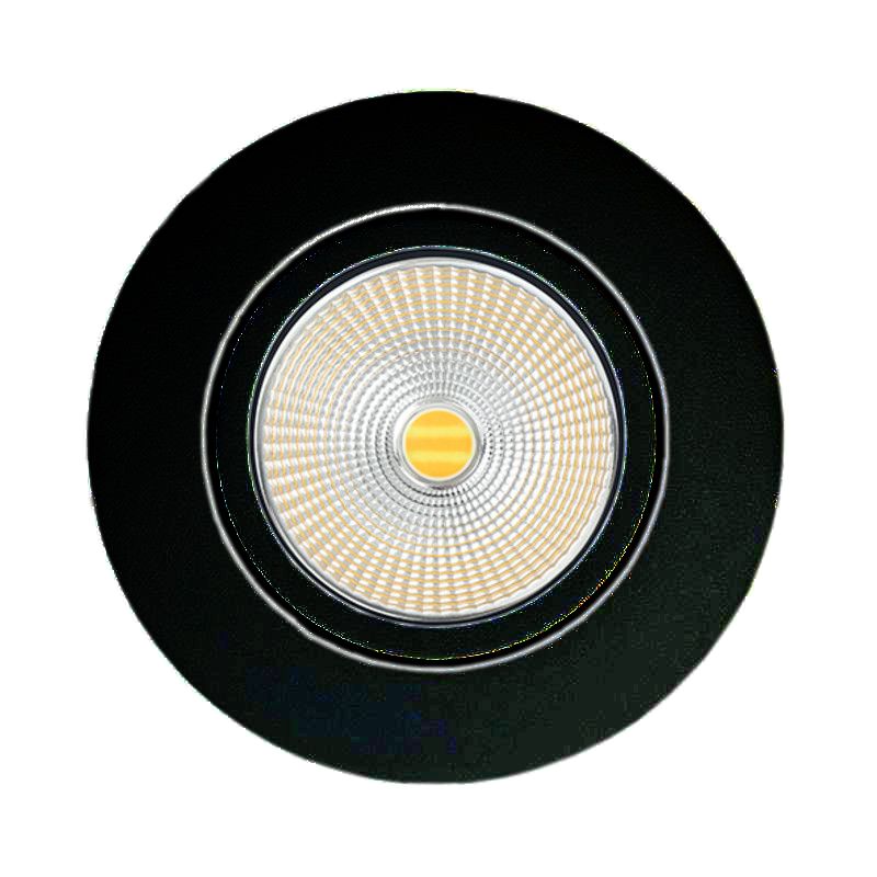 LED Einbauleuchte 5068 ECO Flat 8W schwarz-matt 3000K 38° 350mA, rund, 20° schwenkbar Außen: Ø88mm, Deckenausschnitt: Ø 68mm, Einbautiefe: 25mm Abstrahlwinkel 38°Lichtfarbe: 3000KK