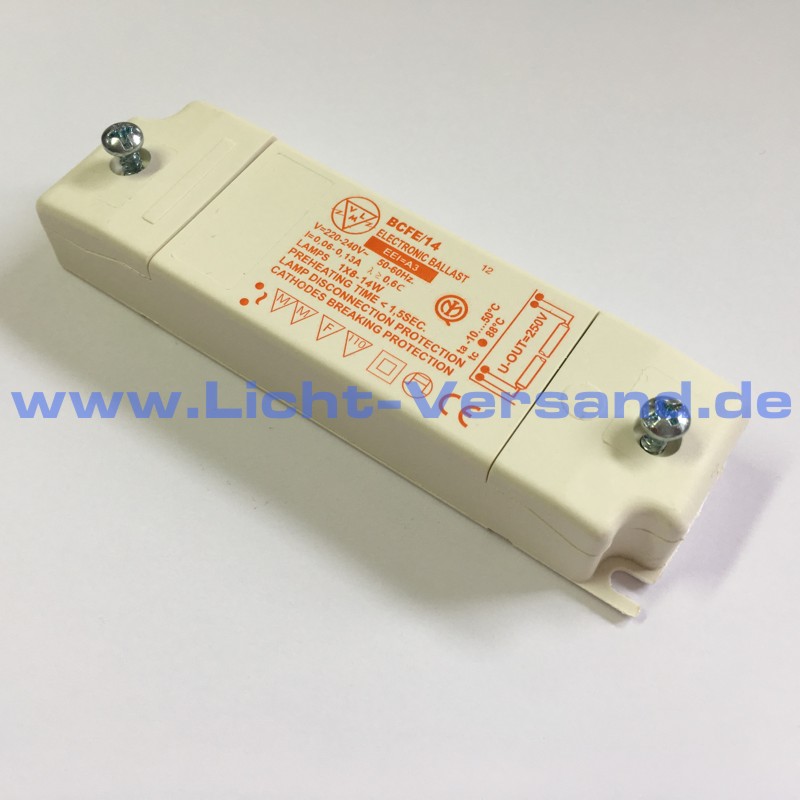 BCFE/14 220/240V 50/60Hz EVG elektronisches Vorschaltgerät Relco für 14W T2 Leuchtstoffröhren  Auslauftype ! Lieferbar solange Vorrat reichtAlternativ können Sie unser BCC113/2 Art.Nr 1