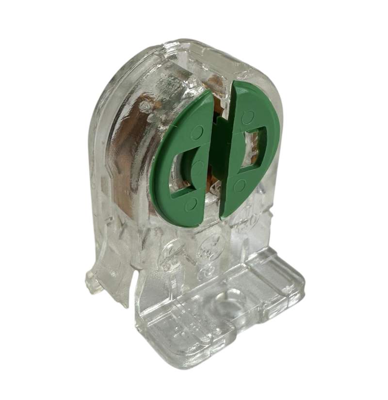 Fassung G5 für T5 Leuchtstoffröhren, zum Anschrauben, 2A - 500V / T130 (Tm110), ENEC03, Transparent Fassung G5 für T5 Leuchtstoffröhren, zum Anschrauben, 2A - 500V / T130 (Tm110), ENEC03, Transparent