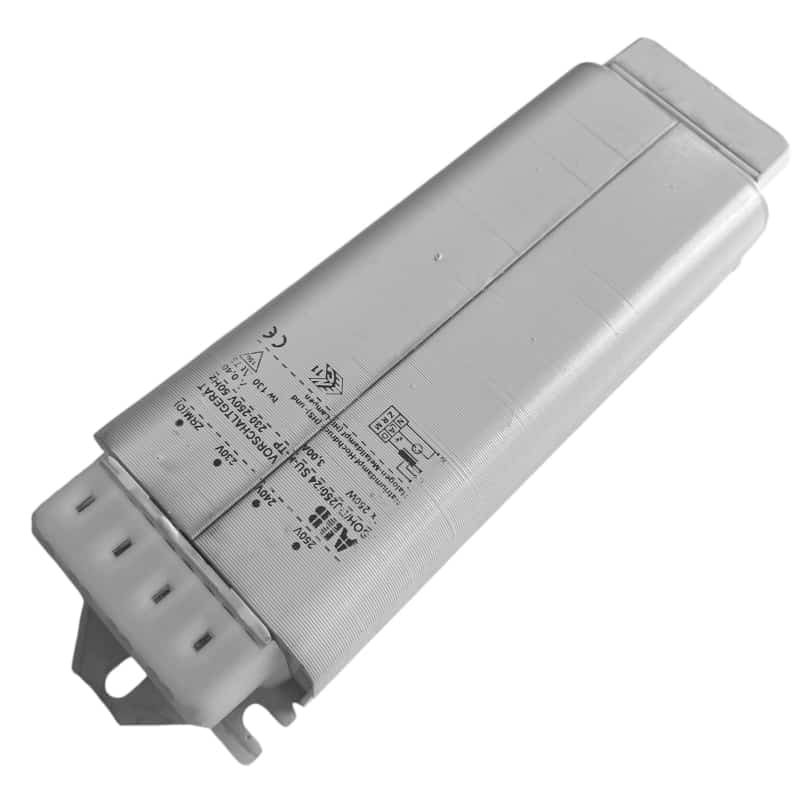 ABB SOH/DJ250/24 Vorschaltgerät konventionell 250W für Natriumdampflampen (HI/HS), für 250W Abmessung: 215x65x45mm  Gewicht: 3.5kg  Auslaufartikel; Restbestand auf 1 Stück begrenzt