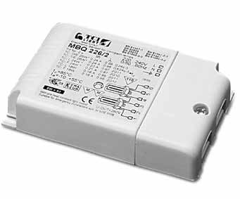 MBQ 242/2 Multiwatt und Multilamp EVG 2x26-57W und 70W für Kompakt Leuchtstofflampen und Ringröhren 1x22W +1x40W T5-R; 2x22W, 2x40W T5-R 1/2x 26W TC-DEL 1/2x 26W; 1/2x 32W; 1/2x 42W; 1
