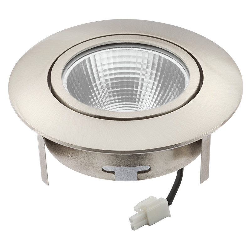 LED Einbauleuchte 5068 ECO Flat nickel-geb. 7,5W BIO 927 38° 350mA Außen Ø: 88mm Deckenausschnitt Ø: 68mm Einbautiefe: 25mm Abstrahlwinkel: 38° Lichtfarbe: 927 - 2700K Dimm