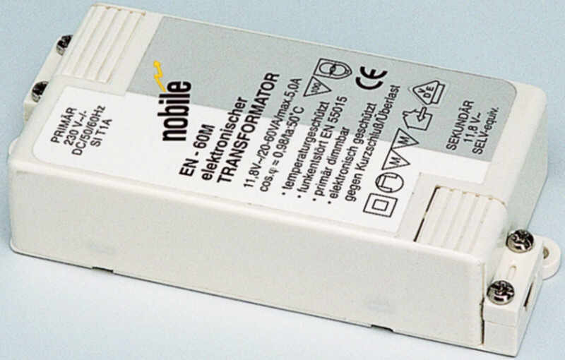 EN35M Nobile elektronischer Trafo 35VA dimmbar mit Phasen AN- oder Abschnittdimmer Auslaufartikel - lieferbar solange Vorrat reicht. EN35M Nobile elektronischer Trafo 35VA dimmbar mit Phasen AN- oder Abschnittdimmer Auslaufartikel - lieferbar solange Vorrat reicht.
