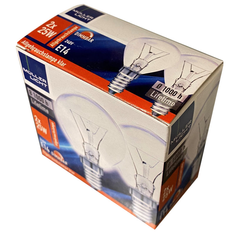 Müller Licht Halogen Allgebrauchslampe 25W Hochvolt Halogenglühlampe 240V E14  Müller Licht Halogen Allgebrauchslampe 25W Hochvolt Halogenglühlampe 240V E14
