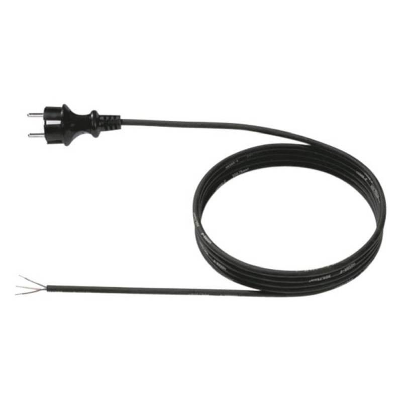 Anschlusskabel 3 x 0,75mm², 3,0m, schwarz, IP44, mit geradem Schukostecker, Leitungstyp: H05RRN-F 3G0,75mm²