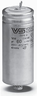 Reihenkondensator 2,7µF Typ B mit Steckklemme mit integriertem Entladewiderstand bis 480V 50/60Hz Gehäuse: Aluminium Temperaturbereich: -40°C bis 100°C Abmessung: Ø30x94mm Für 1xT8