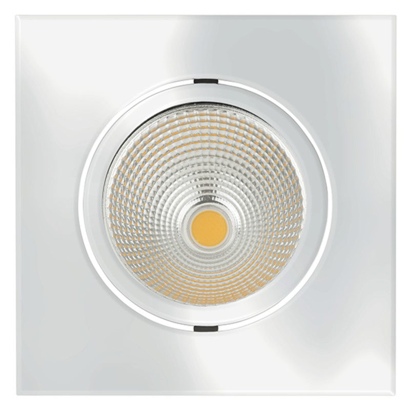 LED Einbauleuchte 5068Q ECO Flat 8W, 700lm, quadratisch, 20° schwenkbar 3000K Chrom Außen 88x88mm, Deckenausschnitt: Ø 68mm, Einbautiefe: 25mm Abstrahlwinkel 38° Lichtfarbe: 3000K 