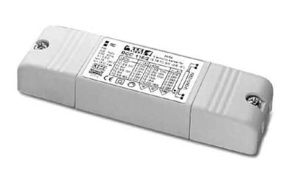 BCC 113/2 elektronisches Vorschaltgerät 6-13W 220/240V 50/60Hz für T2 Leuchtstoffröhren T2 1x6W, 1x8W, 1x11W, 1x13W Mit Klemmenabdeckung LxBxH: 115x34x19mm Auslauftype ! Lieferbar s