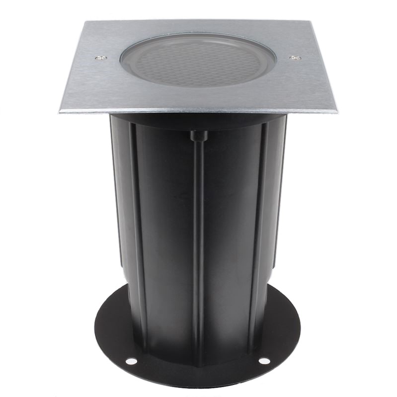 Bodeneinbauleuchte Inground advance COB medium AG S 12W 830 LED aus Edelstahl 316 mit 24° Abstrahlwinkel und IP67 für den Außeneinsatz inkl. PVC Einbautopf quardatische Bauform Lebensd