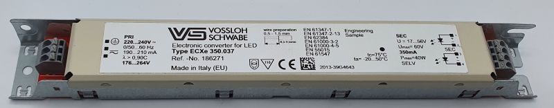 ECXe 350.037 2x20W 2x350mA LED Treiber / LED Konverter Konstantstrom Ausgangsspannung: 17-56V DCelektronischer Kurzschlussschutz, Überlast- und Übertemperaturschutz Auslaufartikel! Nur