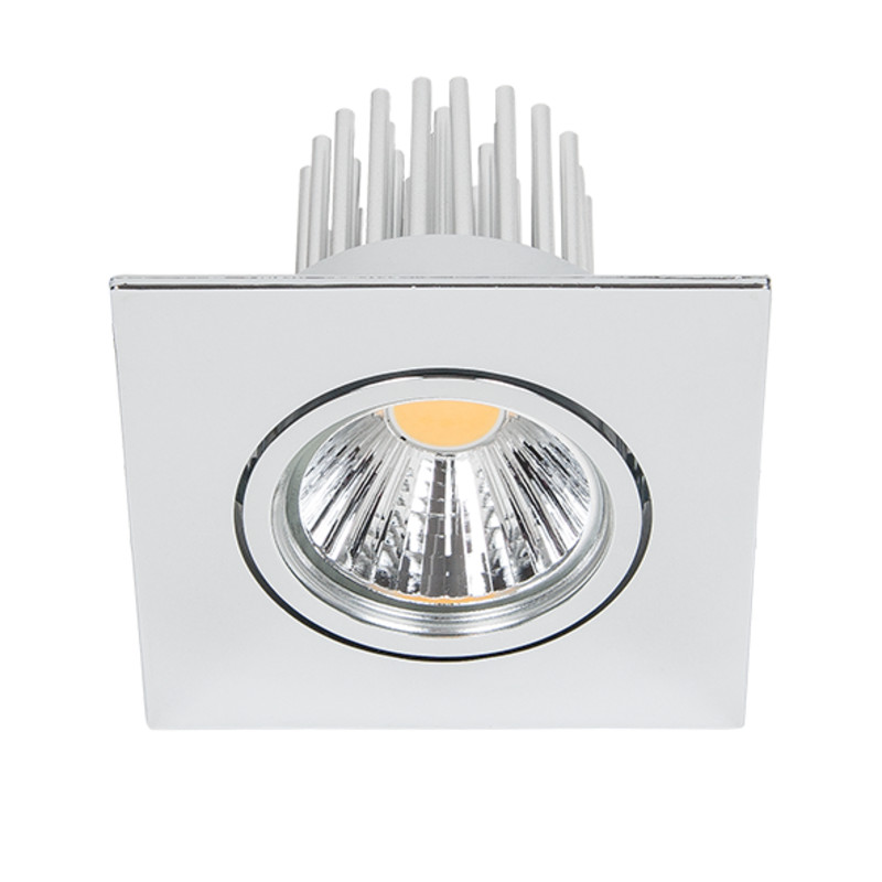 LED Einbauleuchte A 5068Q S chrom 12W 930 38° dim C inkl. dimmbarem Betriebsgerät COB LED schwenkbar Anschlussbox mit Durchgangsverdrahtung (L, N, PE); Steckklemmen Echtglasref