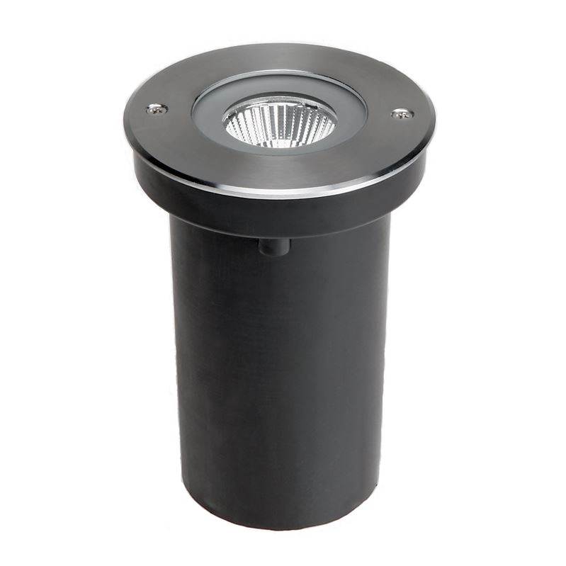 Bodeneinbauleuchte Inground COB6 R Mono 6W 830 LED aus Edelstahl 316 mit 25° Abstrahlwinkel und IP67 für den Außeneinsatz inkl. PVC Einbautopf Lebensdauer 50.000h Belastbar bis 2,5t 