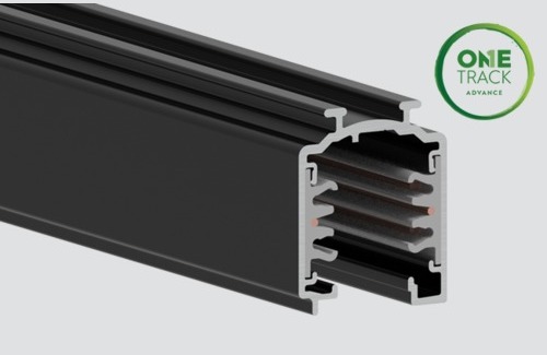 DALI Stromschiene Stucchi OneTrack Advance 100cm SCHWARZ mit 6 Leitungen und Eurostandard Plus Nachfolger von OneTrack Serie. Technisch identisch, lediglich Bauform um 0,7mm schmäler 3 Pha