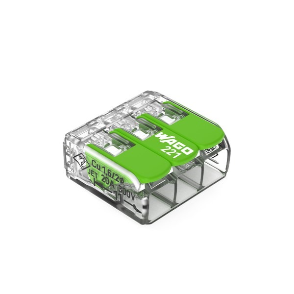 WAGO 221-423 COMPACT nachhaltige Verbindungsklemme für alle Leiterarten; 3-Leiter-Klemme mit Betätigungshebeln; max Lieferung enthält 1 Box mit 50 Stück - Preisangabe / 50 Stück Umgebungstempe WAGO 221-423 COMPACT nachhaltige Verbindungsklemme für alle Leiterarten; 3-Leiter-Klemme mit Betätigungshebeln; max Lieferung enthält 1 Box mit 50 Stück - Preisangabe / 50 Stück Umgebungstempe