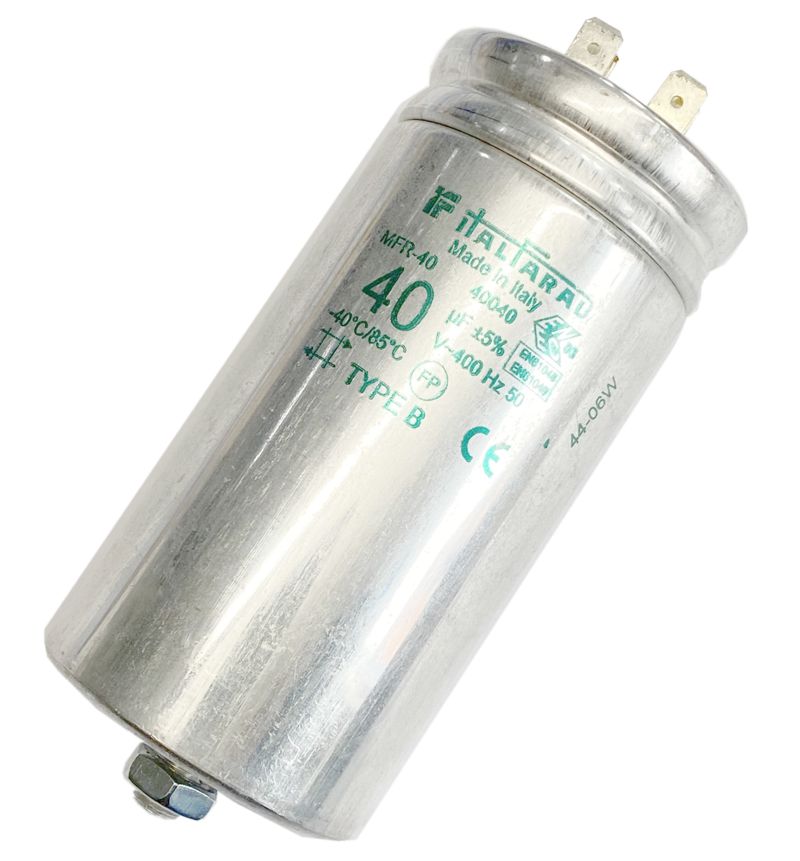 MFR40-40uF-400V-BBAA Parallelkondensator 40 µF 400V Gehäuse: Aluminium Füllmittel: auf Basis von Pflanzenöl Mit Entladewiderstand  Befestigung: Gewindebolzen mit beigelegter Mutter und MFR40-40uF-400V-BBAA Parallelkondensator 40 µF 400V Gehäuse: Aluminium Füllmittel: auf Basis von Pflanzenöl Mit Entladewiderstand  Befestigung: Gewindebolzen mit beigelegter Mutter und