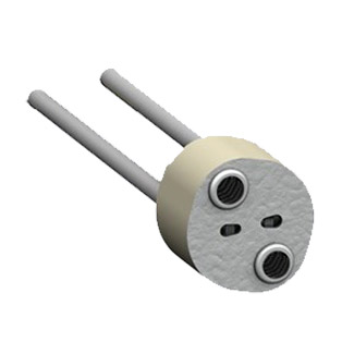 Fassung Sockel G4, GU5,3 oder GY6,35, 5A 24V max. 120W, Keramik für Halogen Niedervolt Lampen - Silikonzuleitung 29,5cm, 1mm², (bis 180°C) Mit VDE Zeichen Restmenge, wenn abverkauft nur noch i