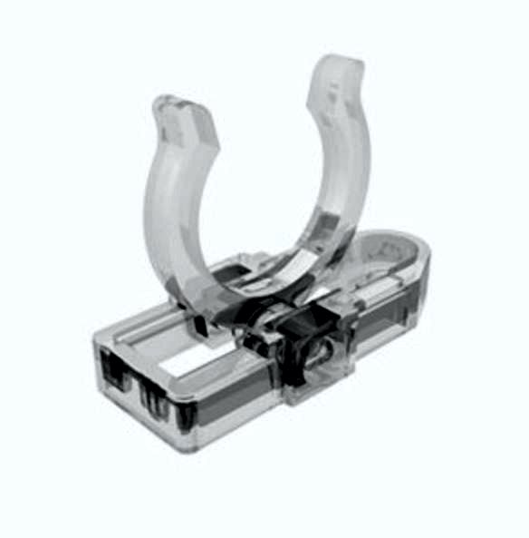 Bewegliche Halteklammer für runde T5c Leuchtstoffröhren, zum Anschrauben, mit Zentralbohrung