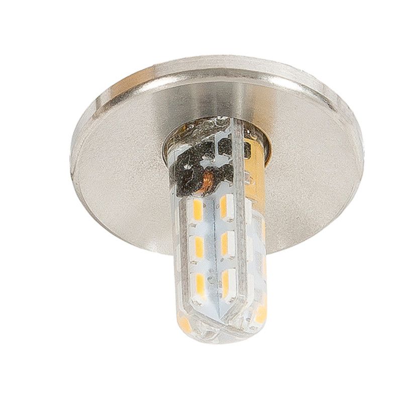 Einbauleuchte C 411 für "Sternenhimmel" Edelstahl, max. 10W G4, Ø30mm, 12V für Halogen und LED Lampen Lampenfassung und Kabel (30 cm) VDE geprüft, 250° C Bohr Ø x Einbautiefe = Ø24x28mm