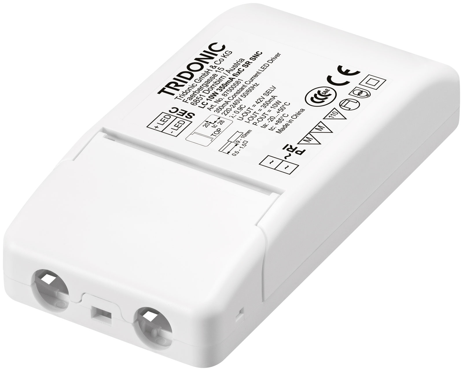 LC10W 500mA fixC SR SNC Konstantstrom LED Treiber 7-10W 500mA Extra flache Ausführung für eingeschränkte Einbaubedingungen (kleine Deckenausschnitte und niedrige Deckenhohlräume) Vorwärtss
