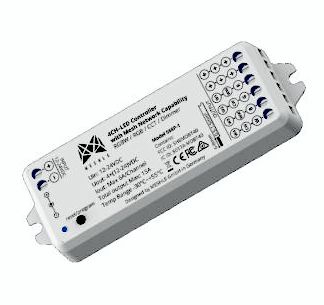 MESHLE flex PRO 4-Kanal LED-Controller Betriebsspannung 12V-24V max 360W(max. 6A pro Kanal) geeignet für RGBW-, RGB-, CCT-, Single Color LED-Bänder, dank umprogrammierbaren Ausgangskan