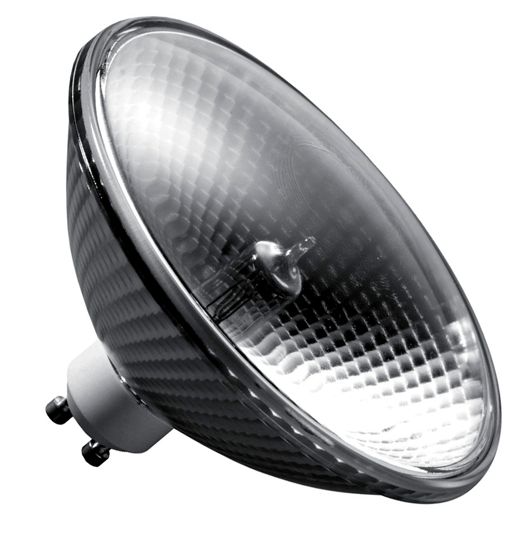 ES111 75W 24° Sockel GU10 230V, Alureflektor Ø111mm, OHNE Blendschutzring, mit mattiertem Punkt auf der Frontscheibe