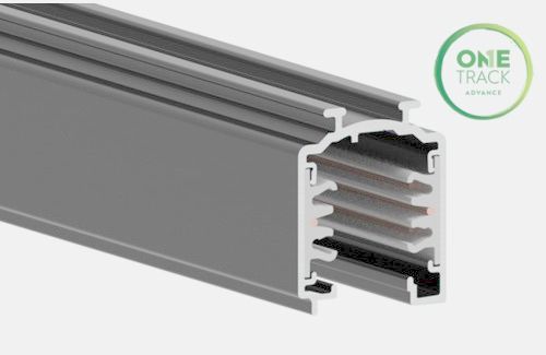 DALI Stromschiene Stucchi OneTrack Advance 100cm GRAU mit 6 Leitungen und Eurostandard Plus Nachfolger von OneTrack Serie. Technisch identisch, lediglich Bauform um 0,7mm schmäler 3 Phasen