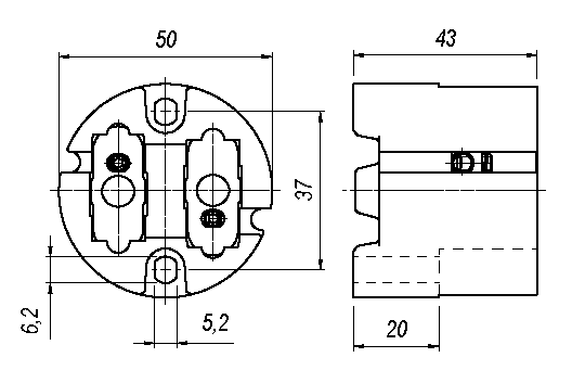 Fassung G22, Keramik teilumhüllt, 1000V, rated pulse voltage 23 kV, Zündspannung max. 35kV, 20A, T350, ENEC, UL Fassung G22, Keramik teilumhüllt, 1000V, rated pulse voltage 23 kV, Zündspannung max. 35kV, 20A, T350, ENEC, UL