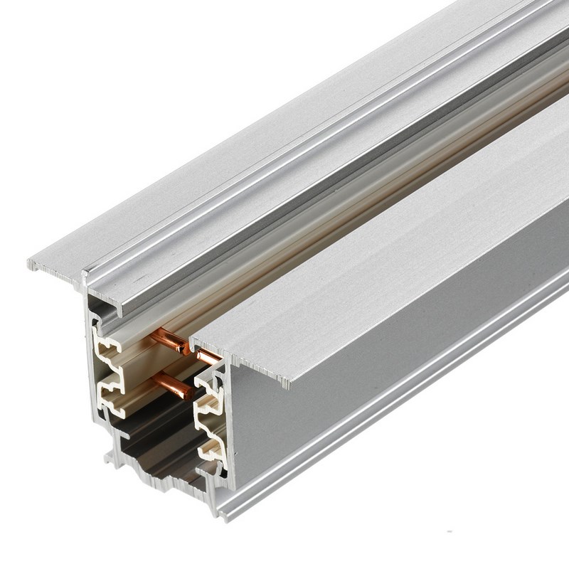Global Track Pro 3 Phasen Stromschiene 100cm Farbe GRAU 3x16A EINBAU Stromschiene ! - FLÜGELSCHIENE LxBxH: 1000x56x32,5mm Material: Aluminium Farbe: Grau Gewicht: 1,00kg
