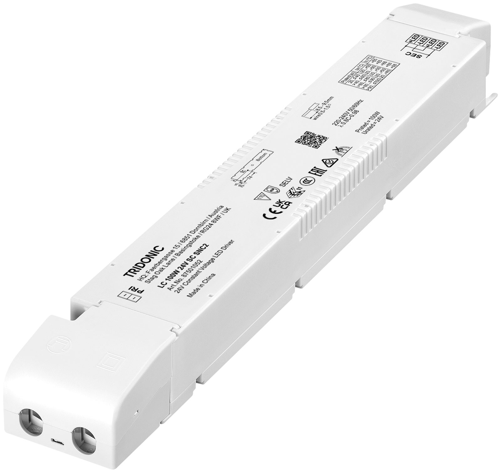 LC 100W 24V SC SNC2 SP LED Betriebsgerät Konstantspannungs LED Trafo von Tridonic 24V DC Ausgangsspannung LxBxH: 295x43x30mmNF Restwelligkeit (< 120 Hz) 1,5% Einzelverpackung (