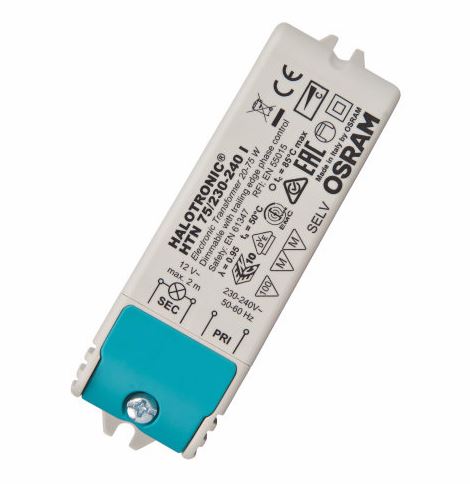 HTN 75/230 240 I Osram Halotronic Trafo Halotronic NANO mit 75VA 12V AC Dimmbar mit Phasen AN- oder ABschnittdimmer Extrem kompakter Transformator für sehr platzkritische Einbaubedingungen HTN 75/230 240 I Osram Halotronic Trafo Halotronic NANO mit 75VA 12V AC Dimmbar mit Phasen AN- oder ABschnittdimmer Extrem kompakter Transformator für sehr platzkritische Einbaubedingungen