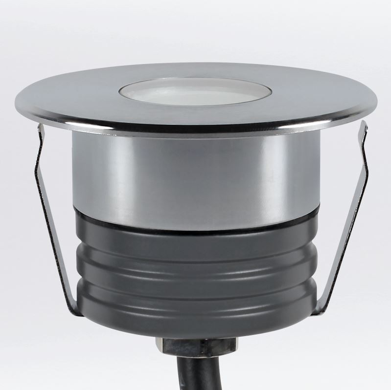 Bodeneinbauleuchte Inground 1R ASY Thin Mono 2W 830 LED aus Edelstahl 316 mit aymmetrischem Abstrahlwinkel von 35°/45° und IP67 für den Außeneinsatz