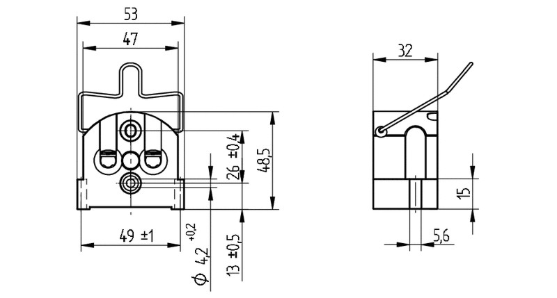 Keramikfassung G22 mit Bügel, 250V, 20A, Zündspannung 5kV, T350, ENEC, UL