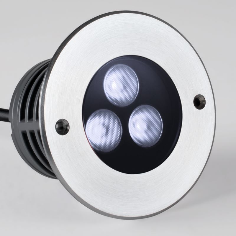 Bodeneinbauleuchte Inground 3R 15° Mono 6W 765 LED aus Edelstahl 316 mit 15° Abstrahlwinkel und IP67 für den Außeneinsatz