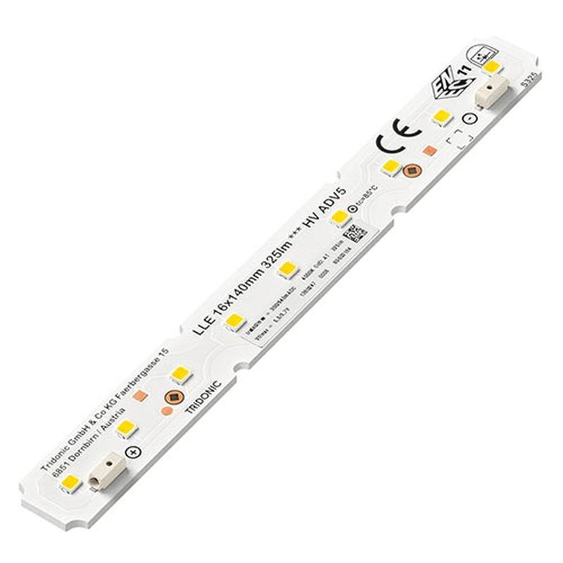  LLE 16x140mm 325lm 827 HV ADV5 LED Modul LINEAR Maße: 140x16,8x6,1mm Farbtemperatur: warmweiss extra 2.700K 300lm - 1,6W bei 200mA - 8,5V 340lm - 1,8W - 225mA - 8,6V 700lm - 4
