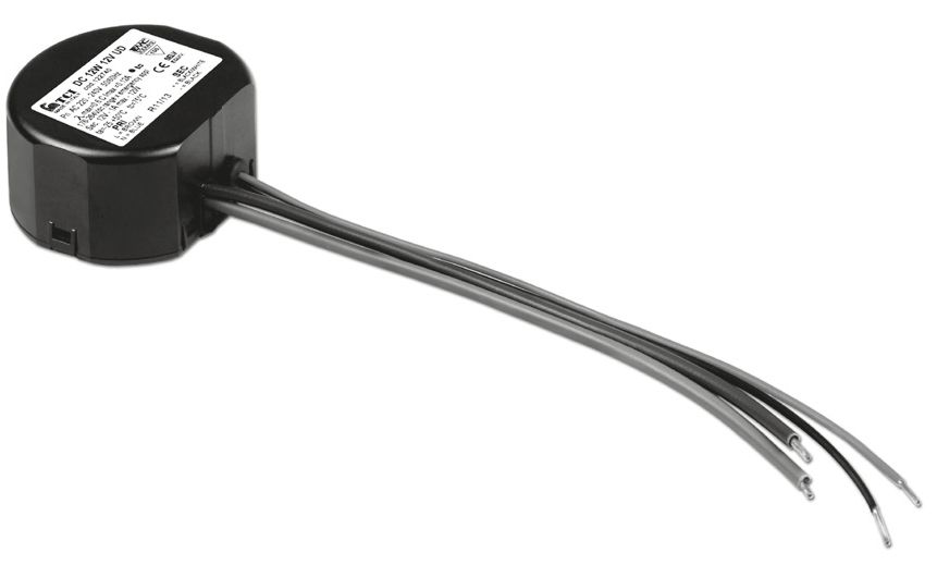 DC 12W 12V DU LED Trafo Rund 9W 12V DC mit Anschlußkabel, vergossen, Ø51,2x27,4mm Ripple Free (unter 3%) SELV Überlast-, Übertemperatur- und Kurzschlussschutz Geeignet für Unterput