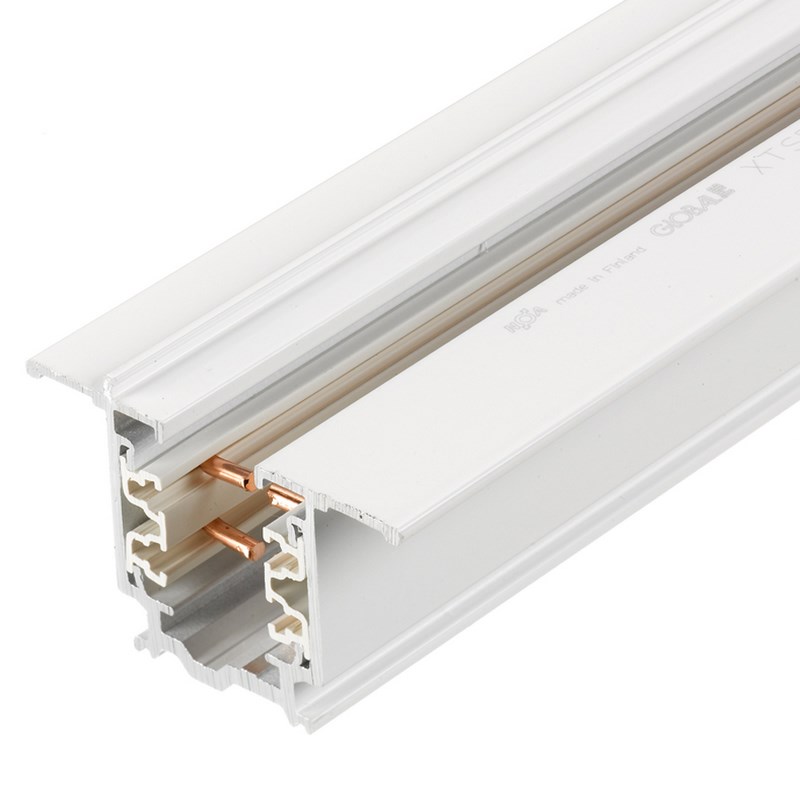 Global Track Pro 3 Phasen Stromschiene 100cm Farbe WEISS 3x16A EINBAU Stromschiene ! - FLÜGELSCHIENE LxBxH: 1000x56x32,5mm Material: Aluminium Farbe: Weiss Gewicht: 1,00kg