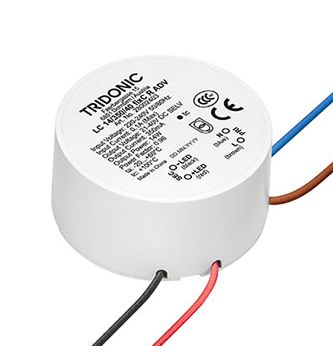 LC 14/350/40 fixC R ADV LED Konverter RUND 14W 350mA, Ø42 x 20mm, IP20, Konstantstrom LED Treiber, primär- und sekundärseitig mit Anschlußkabel