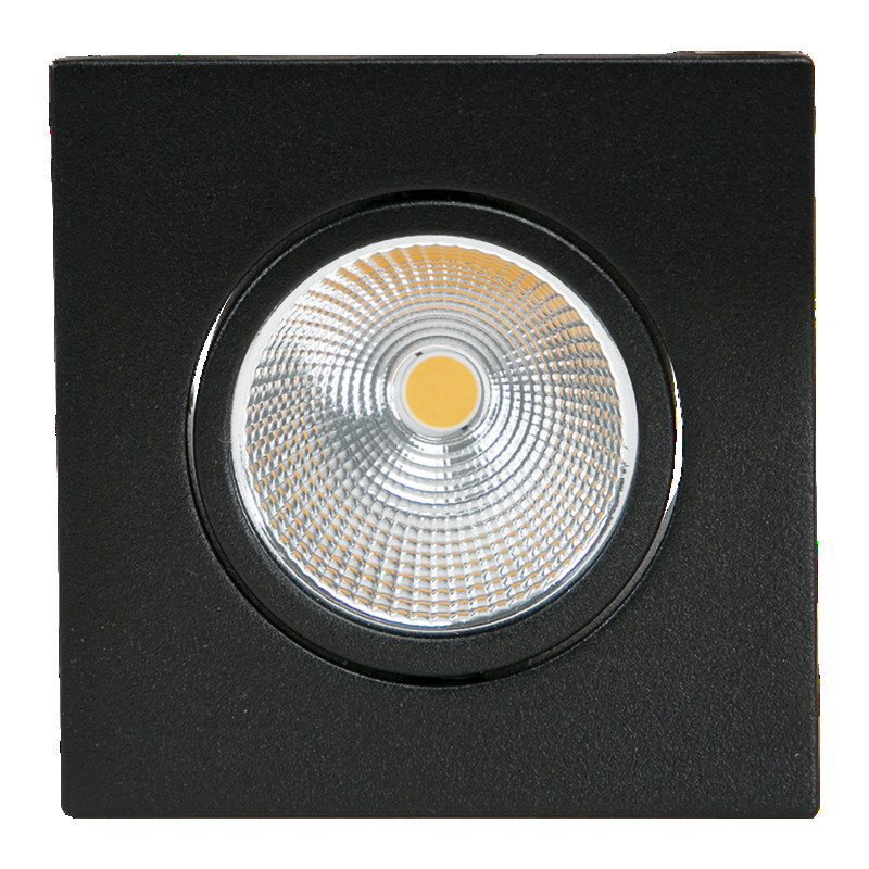 LED Einbauleuchte 5068Q ECO Flat 8W, quadratisch, schwarz-matt 3000K 38° 350mA Außen 88x88mm, Deckenausschnitt: Ø 68mm, Einbautiefe: 25mm Abstrahlwinkel 38° Lichtfarbe: 3000K Konst