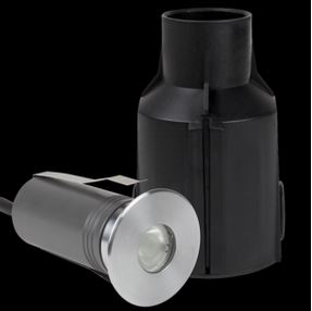 Bodeneinbauleuchte Inground 1R ASY Mono LED 2W 830 aus Edelstahl 316 mit aymmetrischem Abstrahlwinkel von 35°/45° und IP67 für den Außeneinsatz