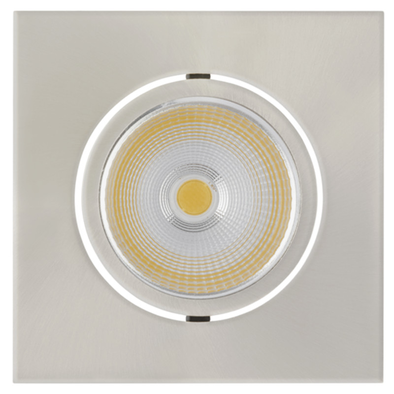 LED Einbauleuchte 5068Q ECO Flat 8W, 750lm, quadratisch, 20° schwenkbar 4000K Nickel-gebürstet Außen 88x88mm, Deckenausschnitt: Ø 68mm, Einbautiefe: 25mm Abstrahlwinkel 38° Lichtfarbe: