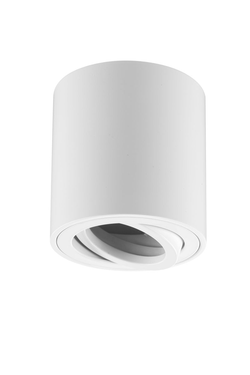 Deckenanbauleuchte Zylo max. 35W oder LED GU10 230V Weiß rund  Form: Rund Abmessung: Ø80x84mm inklusive GU10 Fassung Direkter Anschluss an 230V schwenkbar/ drehbar bis 35°-355°