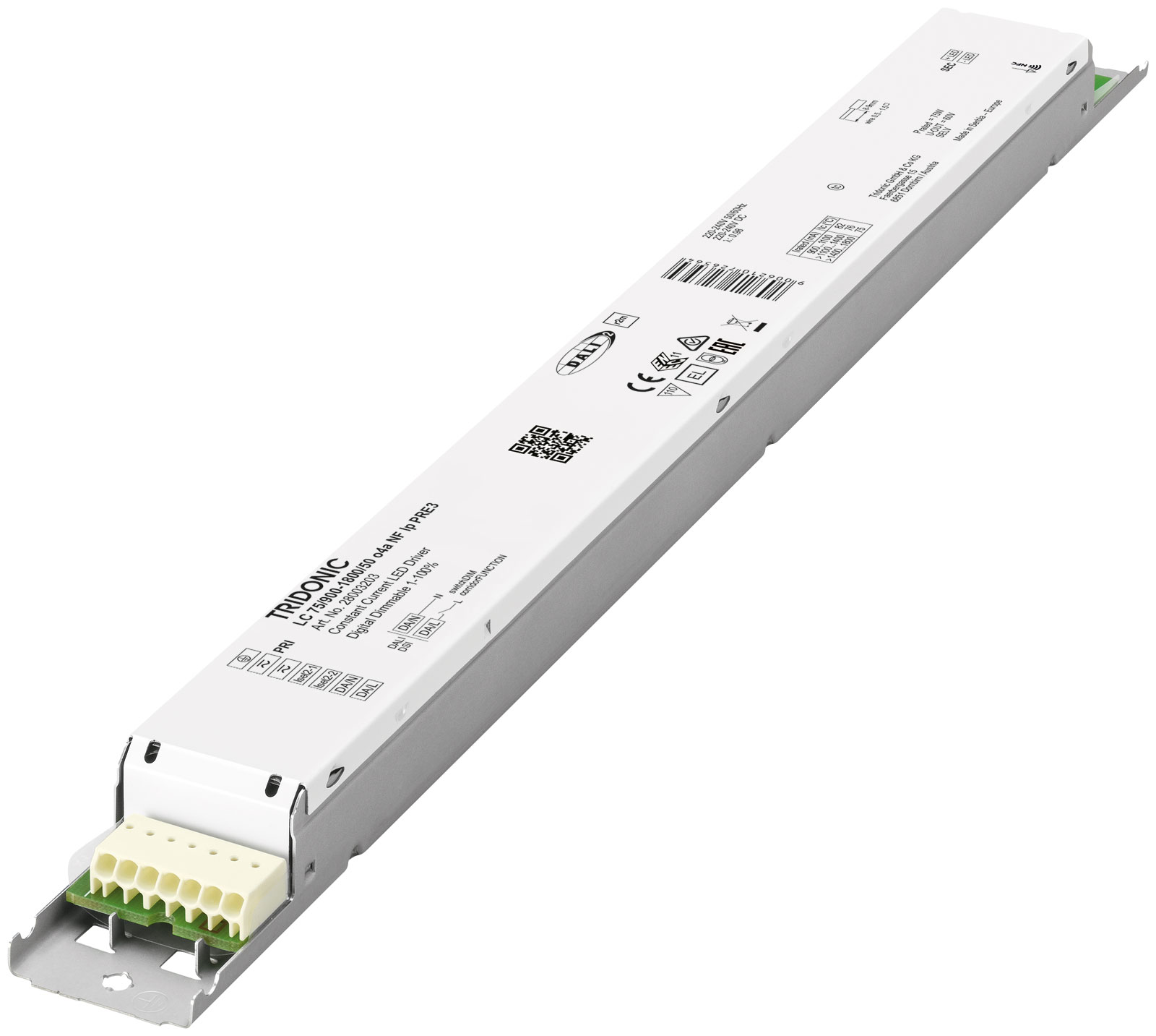 LC 60/150–550/230 o4a NF h16 PRE4 dimmbarer LED Treiber – Konstantstrom  Dimmbar: one4all (DALI-2 DT 6, DSI, switchDIM, corridorFUNCTION) Konfigurieren über companionSUITE oder NFC Ein