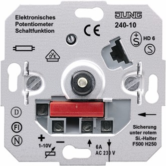 Elektronisches Potentiometer 1-10 V, JUNG, Unterputzgehäuse, für EVG´s; LED´s, etc. mit Druck Wechselschalter.