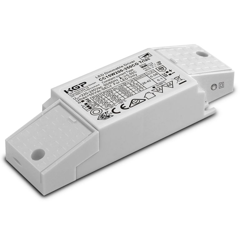 CC15W200-350CG Triac LED Treiber / LED Konverter dimmbar  15W 200-350mA 26-42V DC Phasendimmung Mit abnehmbarer Zugentlastung Strom in 50mA Schritten mittels Dip Schalter einstellbar