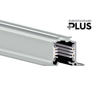 DALI Einbau Stromschiene (Flügelschiene) Stucchi OneTrack mit 6 Leitungen und Eurostandard Plus 100cm in GRAU 3 Phasen DALI Stromschiene Digital (3 x 16A, 2x Steuerleitung, 1x Erdung Strom