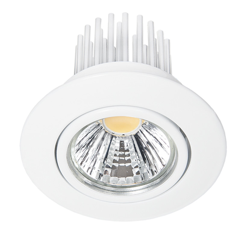 LED Einbauleuchte A 5068 S weiss-matt 12W 930 38° dim C inkl. dimmbarem Betriebsgerät COB LED schwenkbar Anschlussbox mit Durchgangsverdrahtung (L, N, PE); Steckklemmen Echtgla
