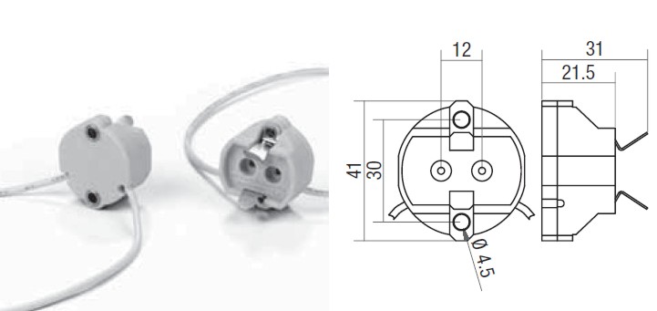 Fassung G12 KERAMIK für Halogen Metalldampflampen 4A 750V (5kV), T250, 35-150W, 25cm Silikon Kabel mit VDE und UL Zulassung, (1 Stück)
