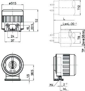 Schutzfassung G13, IP66 / IP67, für T12 Leuchtstoffröhren Ø 38mm, zum Anschrauben, 2A-250V / T130(Tm110)